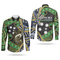 South Sea Islanders And New Caledonia Couples Matching Puletasi and Long Sleeve Button Shirt Nautilus Shell Southern Cross Tribal Pattern DT05 - Polynesian Pride