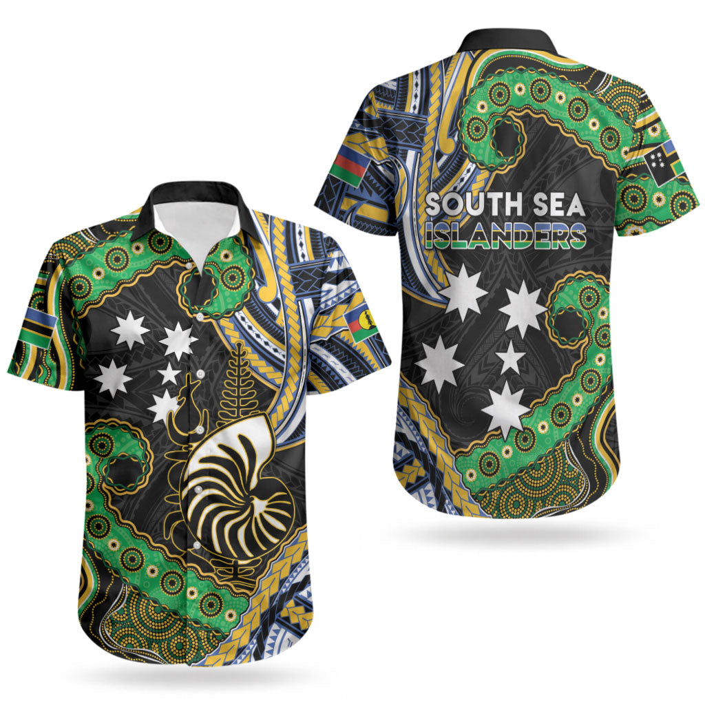 South Sea Islanders And New Caledonia Couples Matching Tank Maxi Dress and Hawaiian Shirt Nautilus Shell Southern Cross Tribal Pattern DT05 - Polynesian Pride