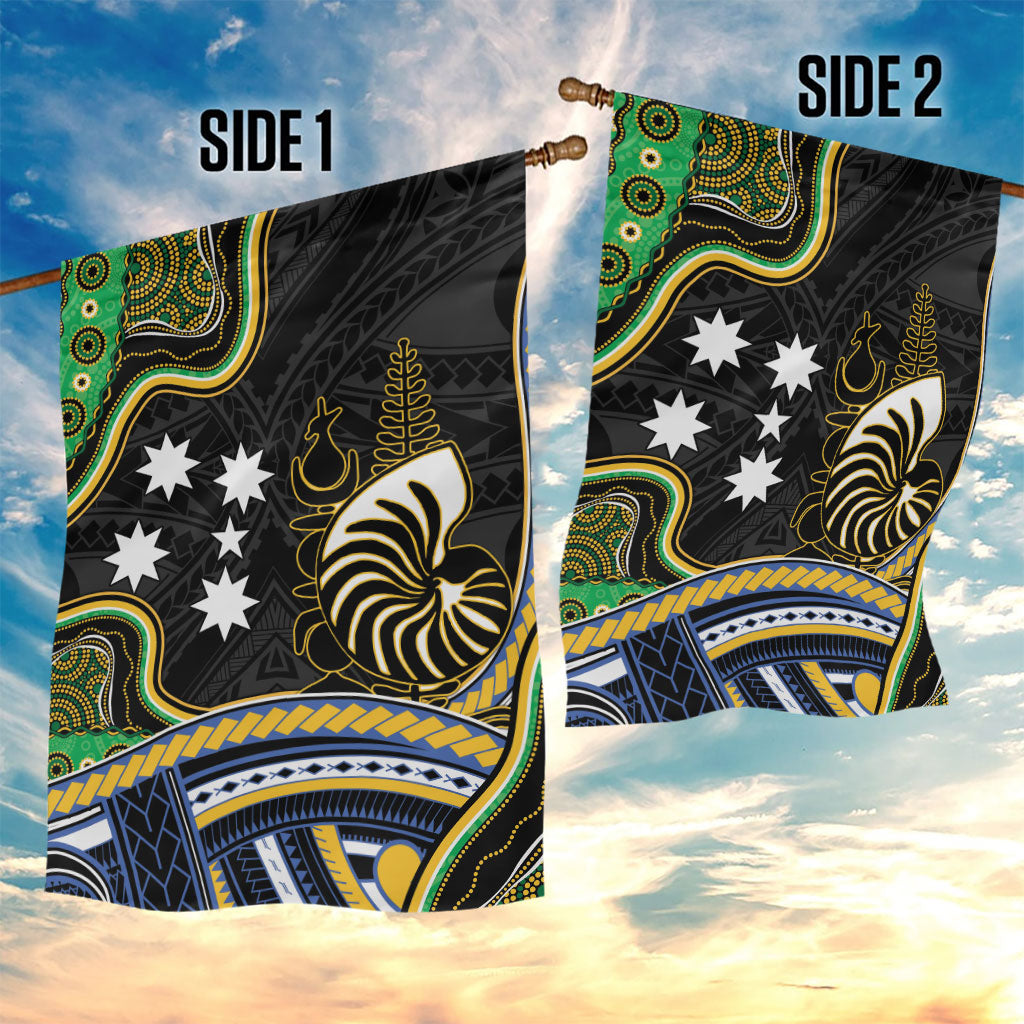South Sea Islanders And New Caledonia Garden Flag Nautilus Shell Southern Cross Tribal Pattern DT05 - Polynesian Pride