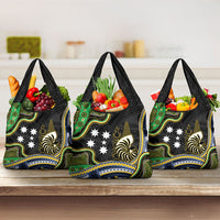 South Sea Islanders And New Caledonia Grocery Bag Nautilus Shell Southern Cross Tribal Pattern DT05 3-pack One Size Black - Polynesian Pride