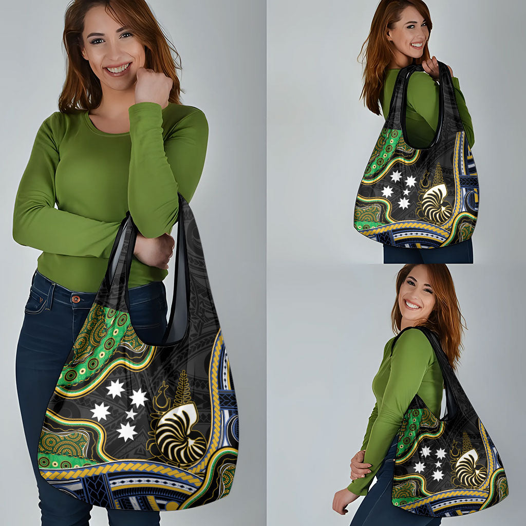 South Sea Islanders And New Caledonia Grocery Bag Nautilus Shell Southern Cross Tribal Pattern DT05 - Polynesian Pride