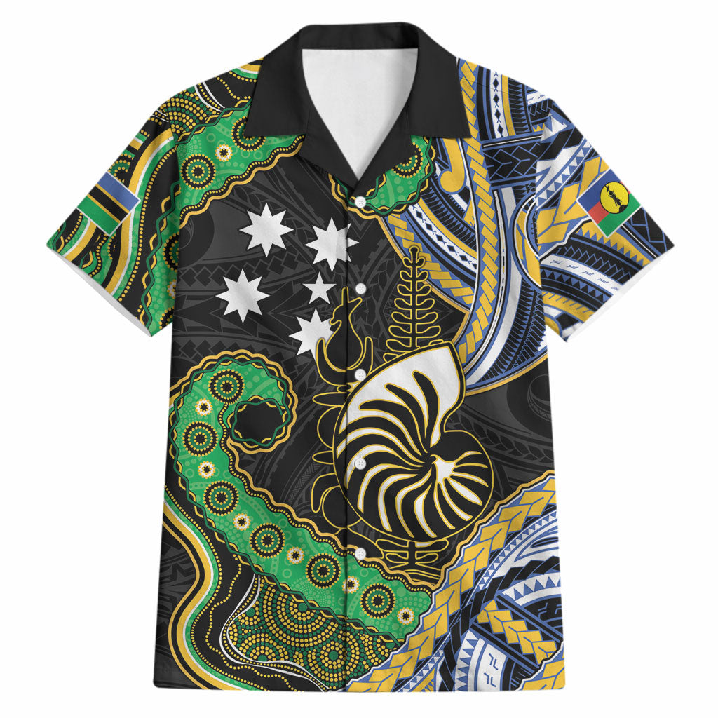 South Sea Islanders And New Caledonia Hawaiian Shirt Nautilus Shell Southern Cross Tribal Pattern DT05 Black - Polynesian Pride