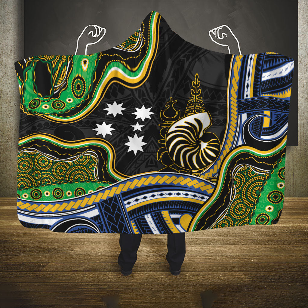 South Sea Islanders And New Caledonia Hooded Blanket Nautilus Shell Southern Cross Tribal Pattern DT05 - Polynesian Pride
