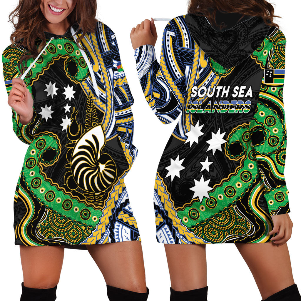 South Sea Islanders And New Caledonia Hoodie Dress Nautilus Shell Southern Cross Tribal Pattern DT05 - Polynesian Pride