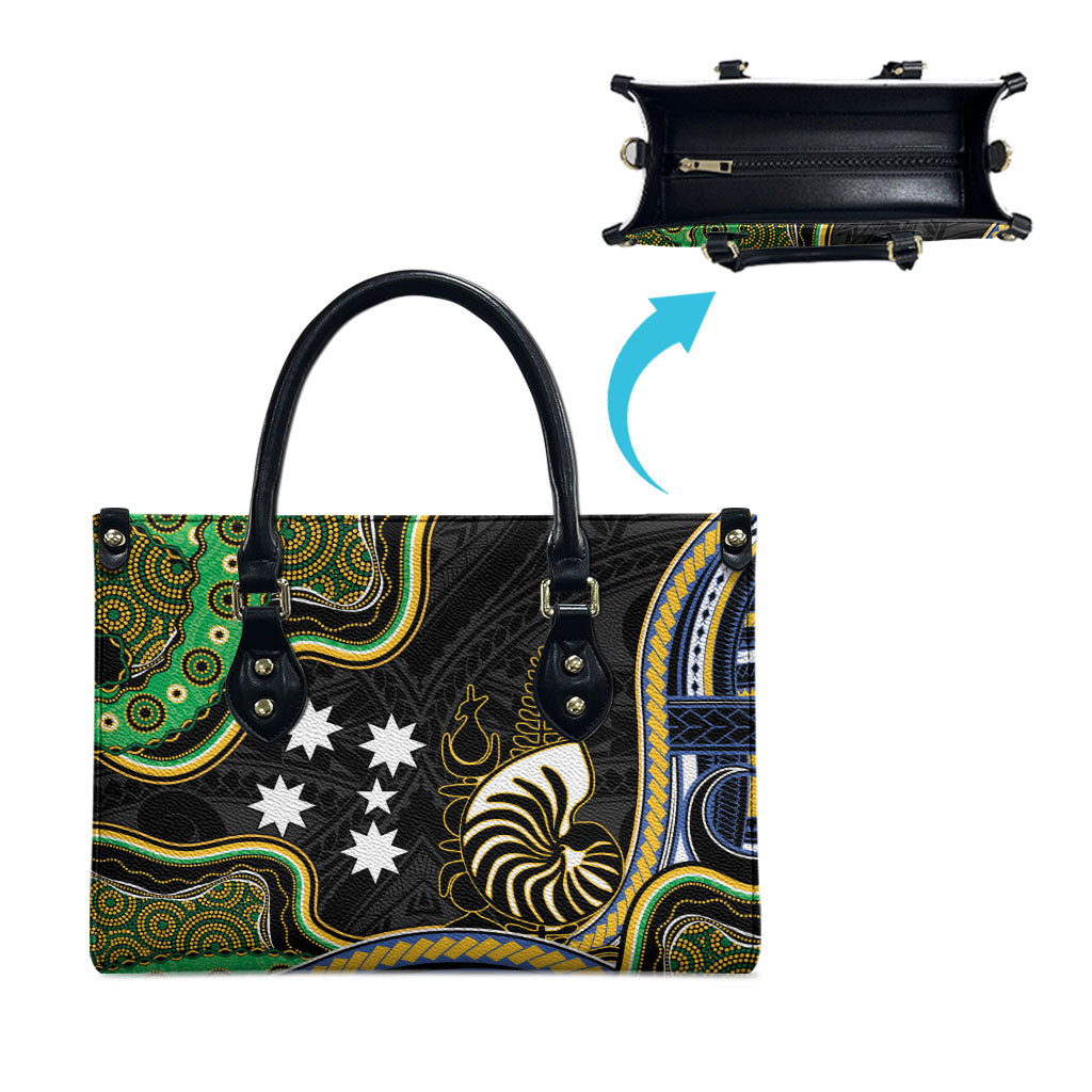 South Sea Islanders And New Caledonia Leather Bag Nautilus Shell Southern Cross Tribal Pattern DT05 - Polynesian Pride