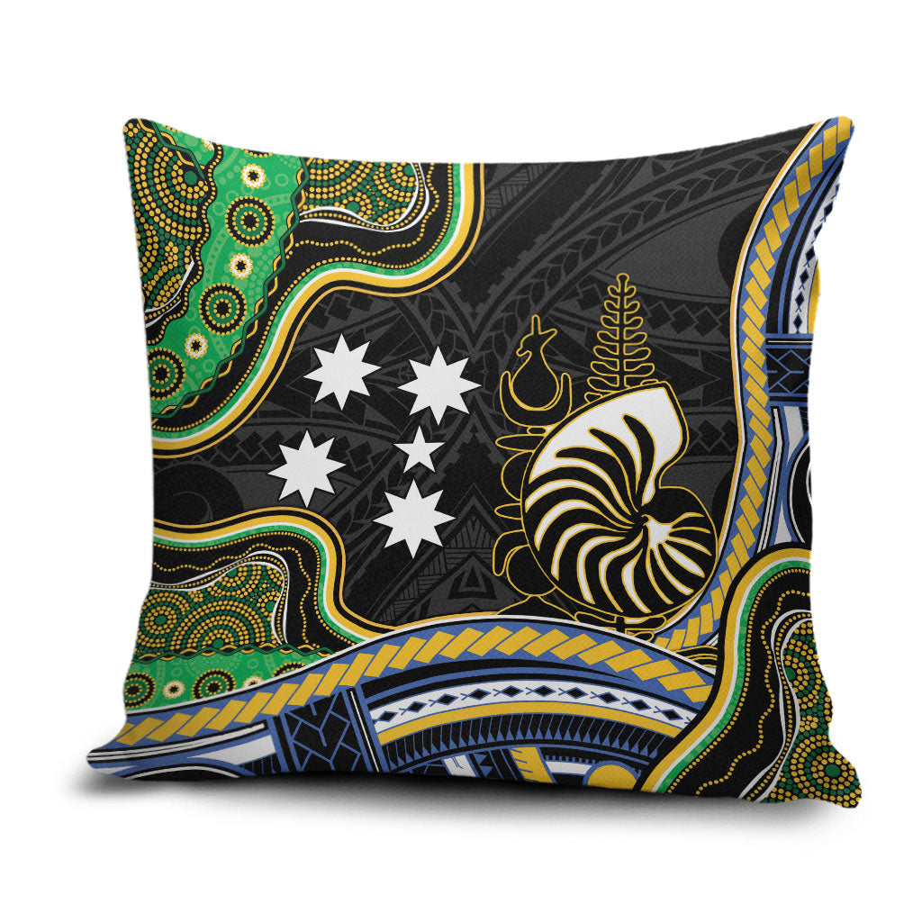 South Sea Islanders And New Caledonia Pillow Cover Nautilus Shell Southern Cross Tribal Pattern DT05 Black - Polynesian Pride
