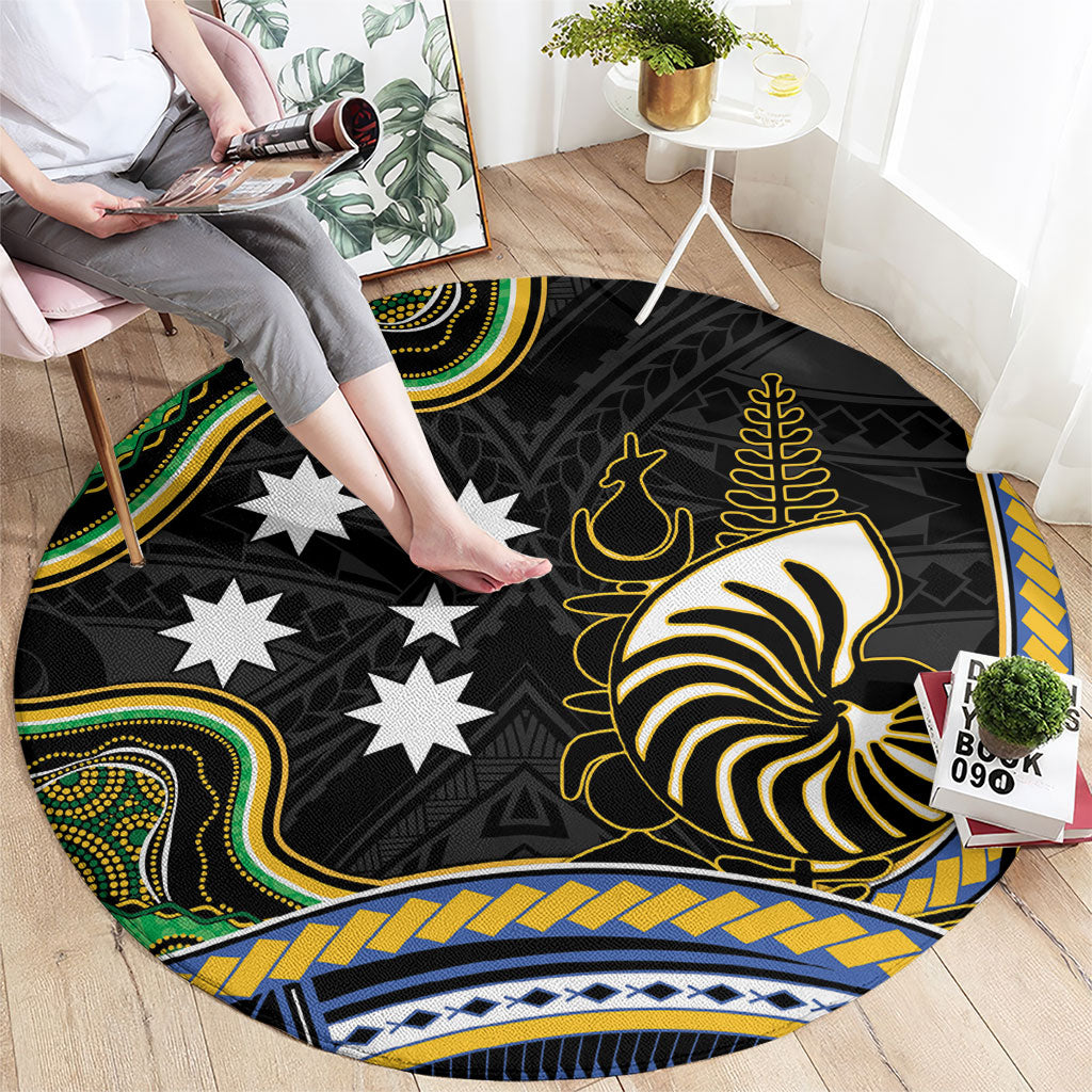 South Sea Islanders And New Caledonia Round Carpet Nautilus Shell Southern Cross Tribal Pattern DT05 - Polynesian Pride