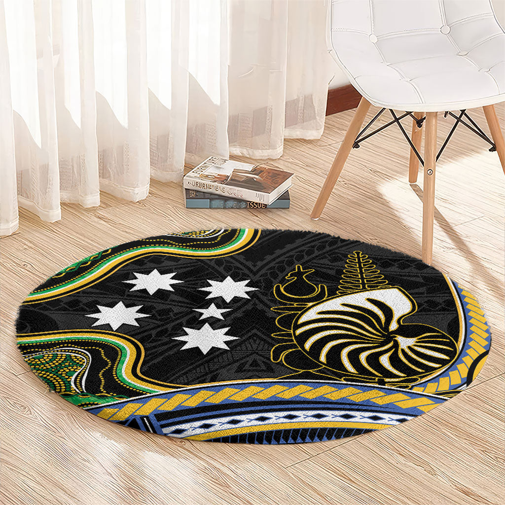 South Sea Islanders And New Caledonia Round Carpet Nautilus Shell Southern Cross Tribal Pattern DT05 - Polynesian Pride