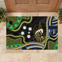 South Sea Islanders And New Caledonia Rubber Doormat Nautilus Shell Southern Cross Tribal Pattern DT05 Black - Polynesian Pride