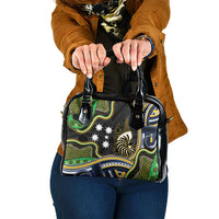 South Sea Islanders And New Caledonia Shoulder Handbag Nautilus Shell Southern Cross Tribal Pattern DT05 One Size Black - Polynesian Pride