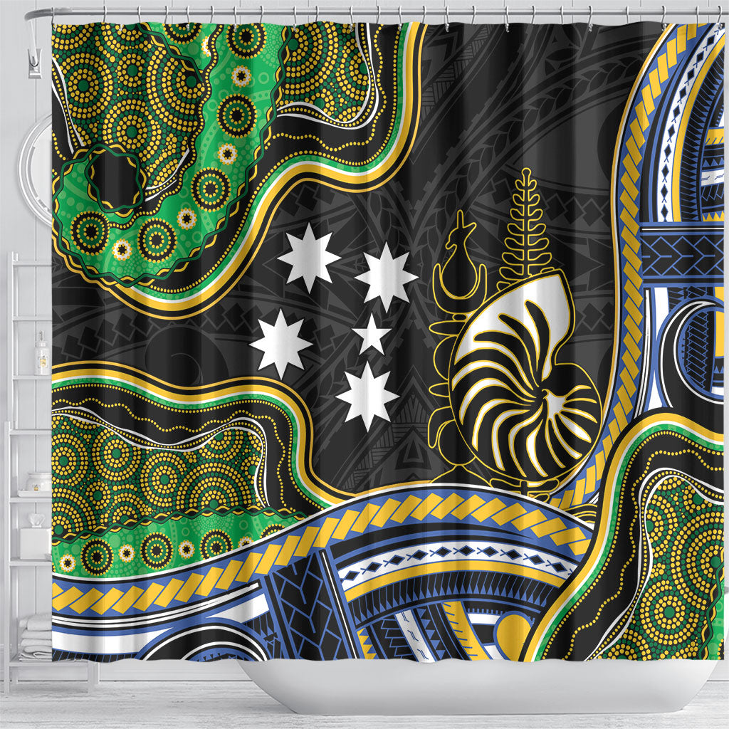 South Sea Islanders And New Caledonia Shower Curtain Nautilus Shell Southern Cross Tribal Pattern DT05 - Polynesian Pride