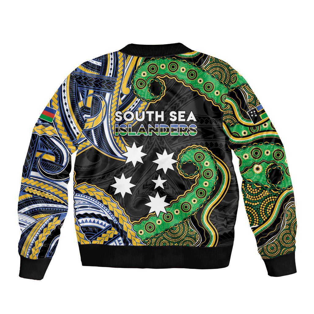 South Sea Islanders And New Caledonia Sleeve Zip Bomber Jacket Nautilus Shell Southern Cross Tribal Pattern DT05 - Polynesian Pride