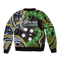 South Sea Islanders And New Caledonia Sleeve Zip Bomber Jacket Nautilus Shell Southern Cross Tribal Pattern DT05 - Polynesian Pride