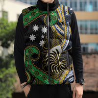 South Sea Islanders And New Caledonia Sleeveless Puffer Jacket Nautilus Shell Southern Cross Tribal Pattern DT05 - Polynesian Pride