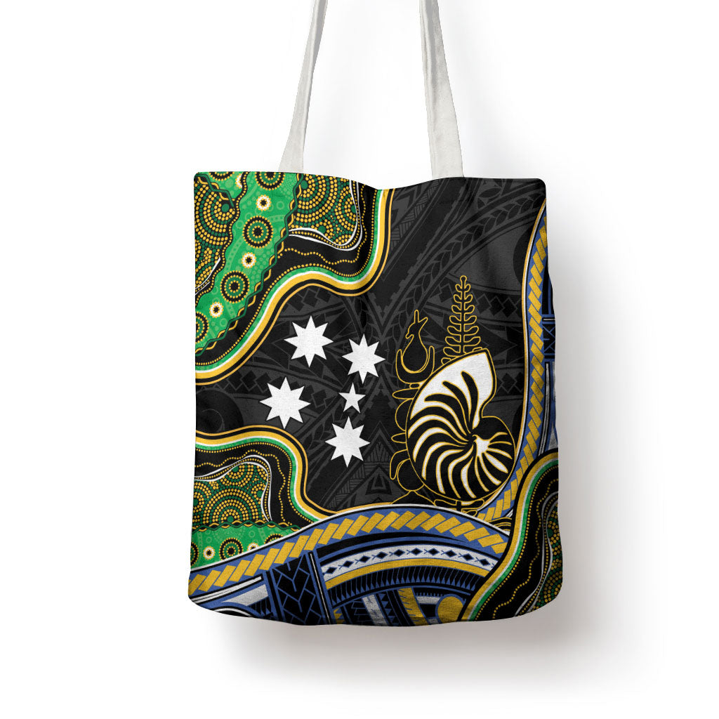 South Sea Islanders And New Caledonia Tote Bag Nautilus Shell Southern Cross Tribal Pattern DT05 - Polynesian Pride