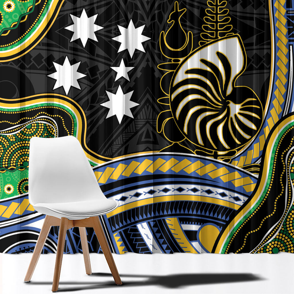 South Sea Islanders And New Caledonia Window Curtain Nautilus Shell Southern Cross Tribal Pattern DT05 - Polynesian Pride