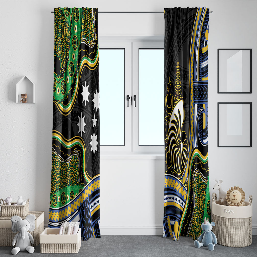 South Sea Islanders And New Caledonia Window Curtain Nautilus Shell Southern Cross Tribal Pattern DT05 - Polynesian Pride