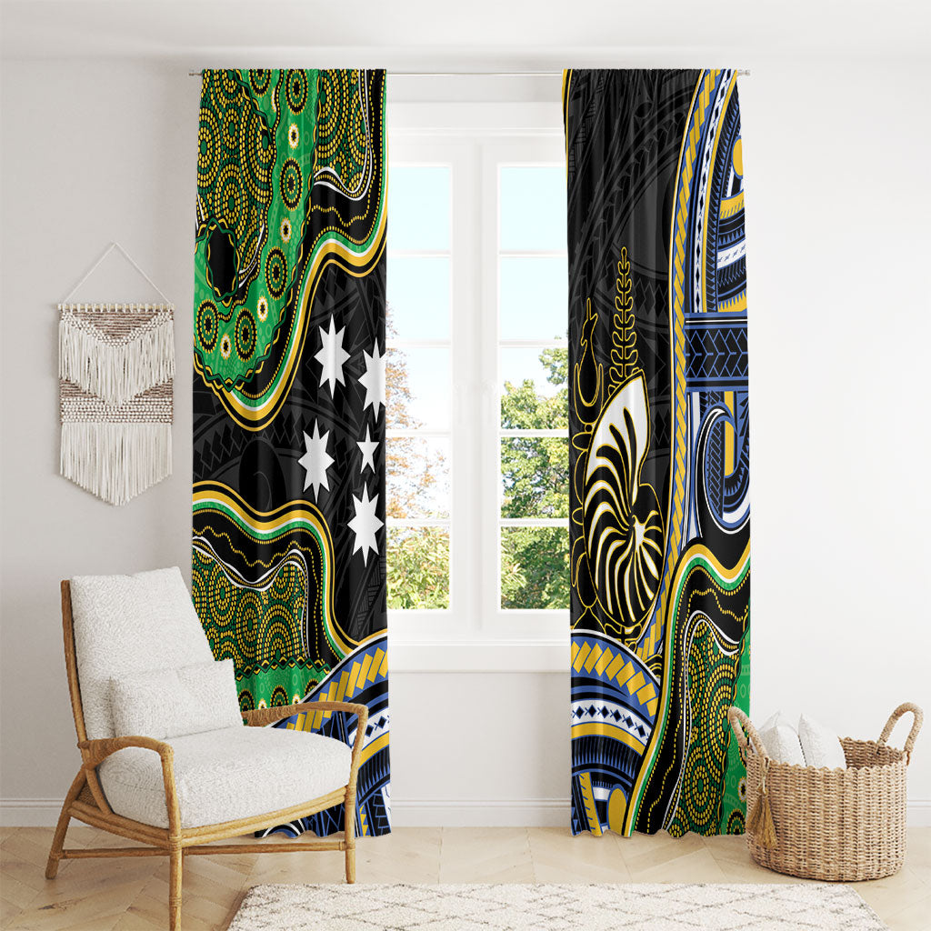 South Sea Islanders And New Caledonia Window Curtain Nautilus Shell Southern Cross Tribal Pattern DT05 - Polynesian Pride