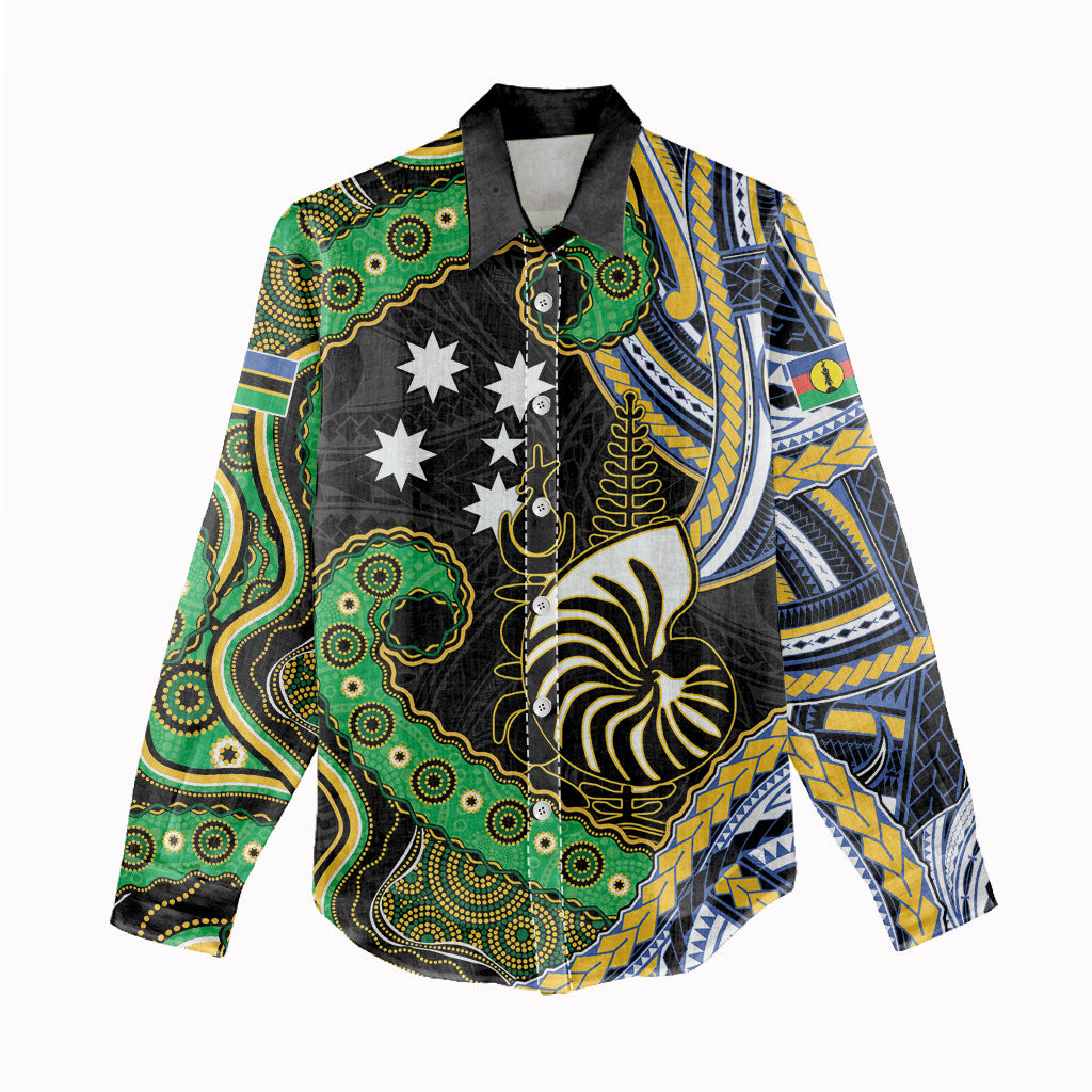 South Sea Islanders And New Caledonia Women Casual Shirt Nautilus Shell Southern Cross Tribal Pattern DT05 - Polynesian Pride
