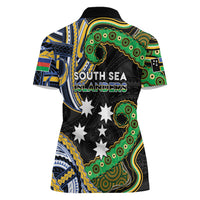 South Sea Islanders And New Caledonia Women Polo Shirt Nautilus Shell Southern Cross Tribal Pattern DT05 - Polynesian Pride