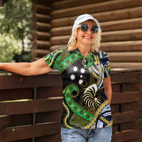 South Sea Islanders And New Caledonia Women Polo Shirt Nautilus Shell Southern Cross Tribal Pattern DT05 - Polynesian Pride