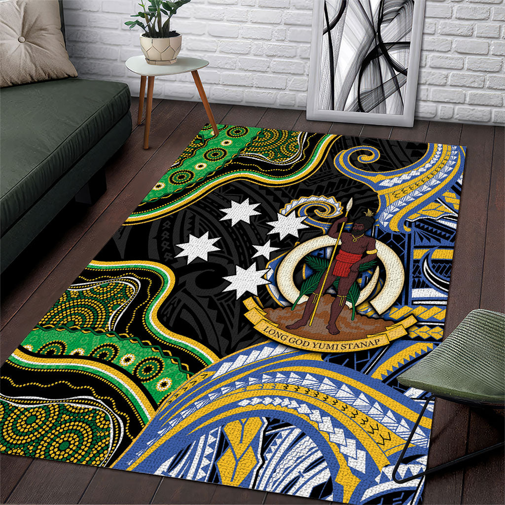 South Sea Islanders And Vanuatu Area Rug Boar Tusk Warrior Southern Tribal Pattern DT05 Black - Polynesian Pride