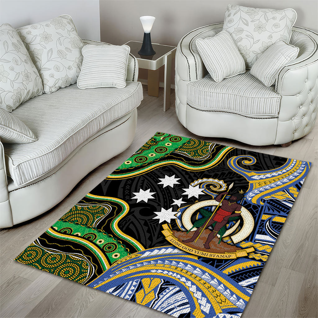 South Sea Islanders And Vanuatu Area Rug Boar Tusk Warrior Southern Tribal Pattern DT05 - Polynesian Pride