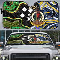 South Sea Islanders And Vanuatu Auto Sun Shade Boar Tusk Warrior Southern Tribal Pattern DT05 Black - Polynesian Pride