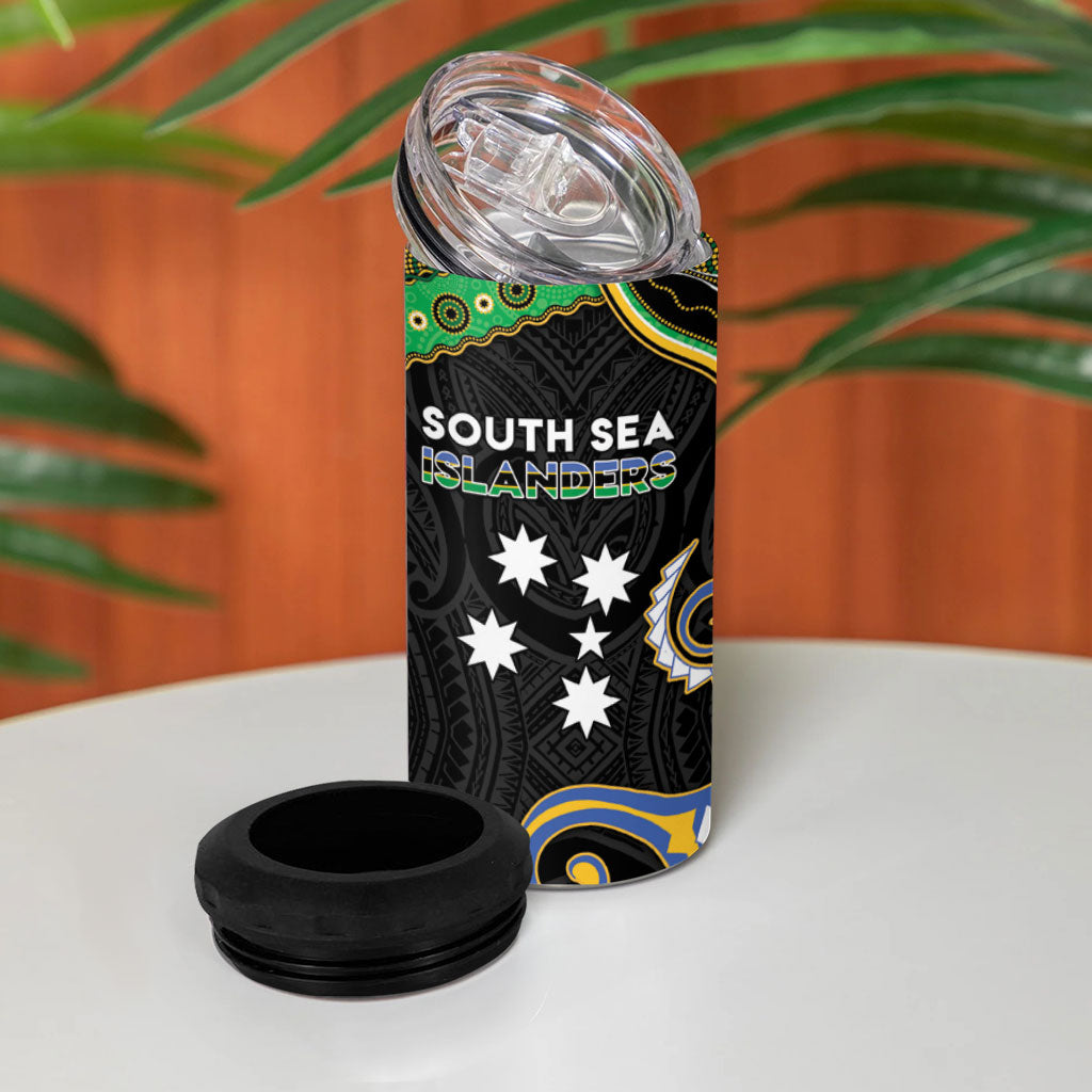 South Sea Islanders And Vanuatu 4 in 1 Can Cooler Tumbler Boar Tusk Warrior Southern Tribal Pattern DT05 - Polynesian Pride