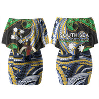 South Sea Islanders And Vanuatu Couples Matching Off Shoulder Short Dress and Hawaiian Shirt Boar Tusk Warrior Southern Tribal Pattern DT05 - Polynesian Pride