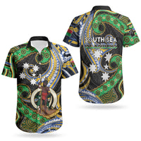 South Sea Islanders And Vanuatu Couples Matching Off Shoulder Short Dress and Hawaiian Shirt Boar Tusk Warrior Southern Tribal Pattern DT05 - Polynesian Pride