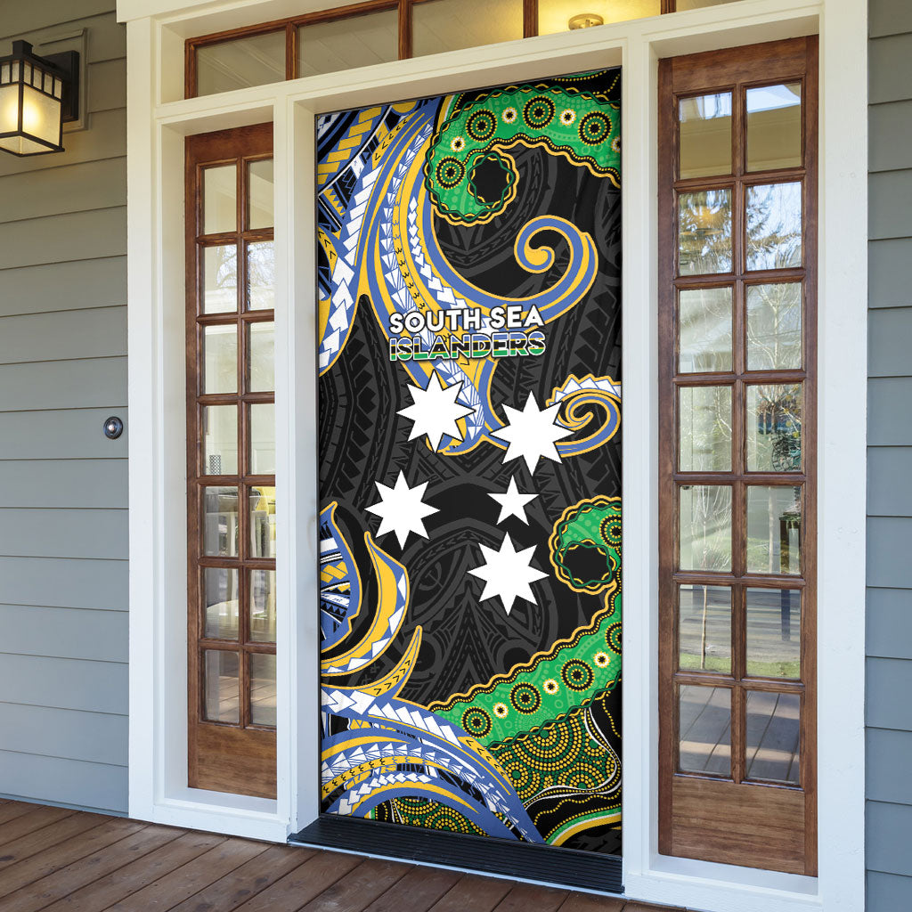 South Sea Islanders And Vanuatu Door Cover Boar Tusk Warrior Southern Tribal Pattern DT05 - Polynesian Pride