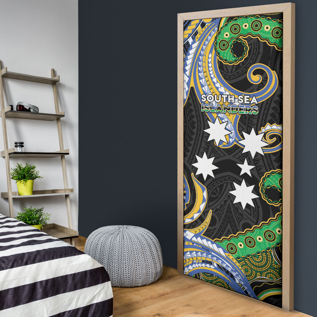 South Sea Islanders And Vanuatu Door Cover Boar Tusk Warrior Southern Tribal Pattern DT05 - Polynesian Pride