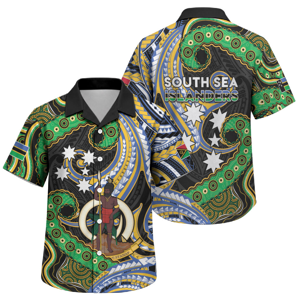 South Sea Islanders And Vanuatu Family Matching Short Sleeve Bodycon Dress and Hawaiian Shirt Boar Tusk Warrior Southern Tribal Pattern DT05 Son's Shirt Black - Polynesian Pride