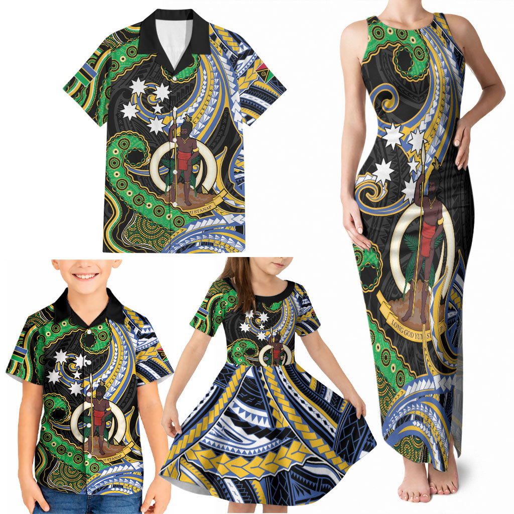 South Sea Islanders And Vanuatu Family Matching Tank Maxi Dress and Hawaiian Shirt Boar Tusk Warrior Southern Tribal Pattern DT05 - Polynesian Pride