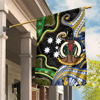 South Sea Islanders And Vanuatu Garden Flag Boar Tusk Warrior Southern Tribal Pattern DT05 House Flag Black - Polynesian Pride
