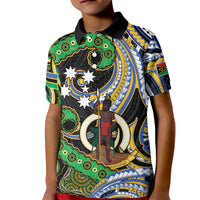 South Sea Islanders And Vanuatu Kid Polo Shirt Boar Tusk Warrior Southern Tribal Pattern DT05 Kid Black - Polynesian Pride