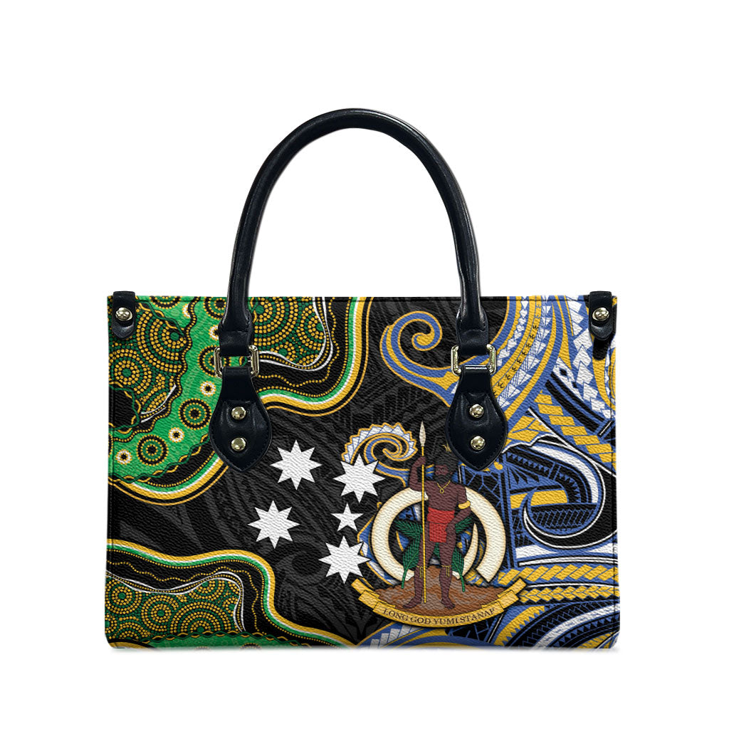 South Sea Islanders And Vanuatu Leather Bag Boar Tusk Warrior Southern Tribal Pattern DT05 - Polynesian Pride
