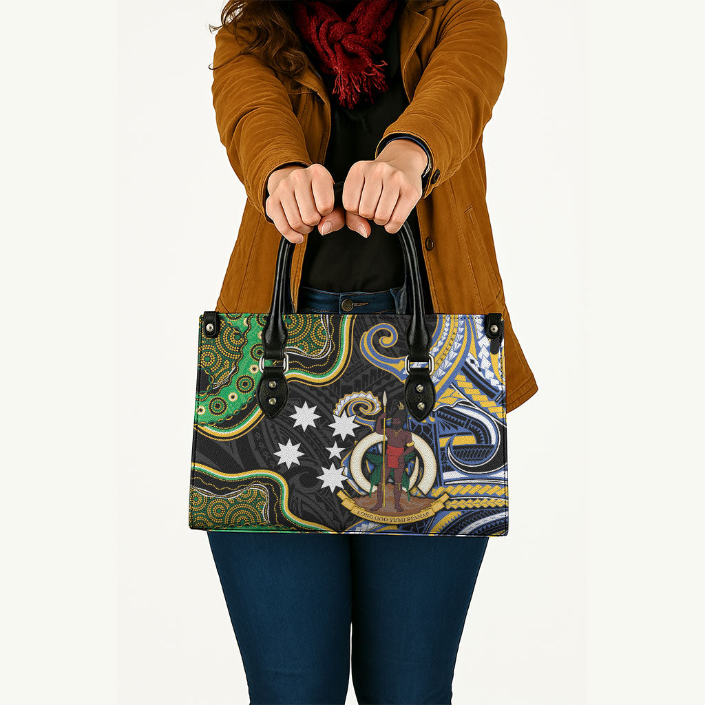 South Sea Islanders And Vanuatu Leather Bag Boar Tusk Warrior Southern Tribal Pattern DT05 - Polynesian Pride