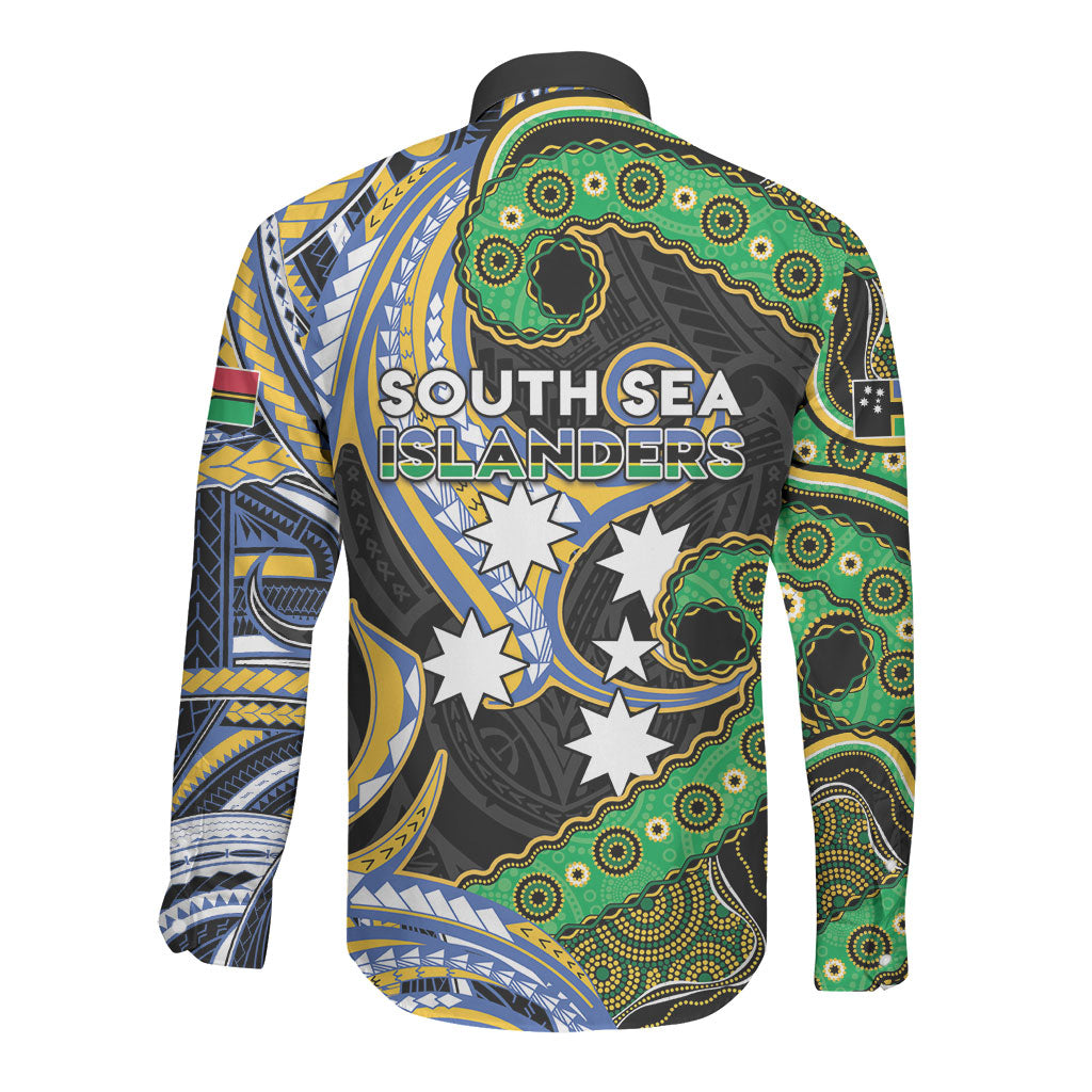 South Sea Islanders And Vanuatu Long Sleeve Button Shirt Boar Tusk Warrior Southern Tribal Pattern DT05 - Polynesian Pride
