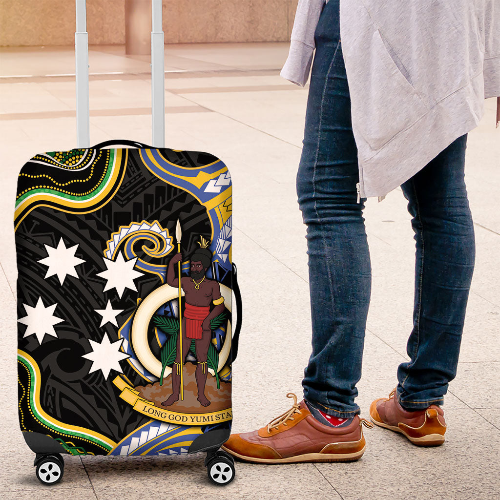 South Sea Islanders And Vanuatu Luggage Cover Boar Tusk Warrior Southern Tribal Pattern DT05 Black - Polynesian Pride