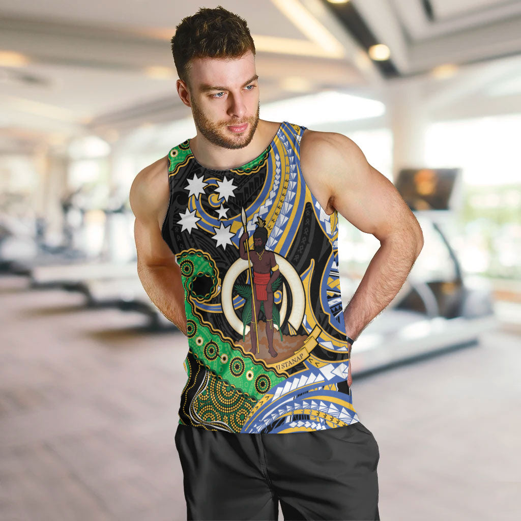 South Sea Islanders And Vanuatu Men Tank Top Boar Tusk Warrior Southern Tribal Pattern DT05 Black - Polynesian Pride