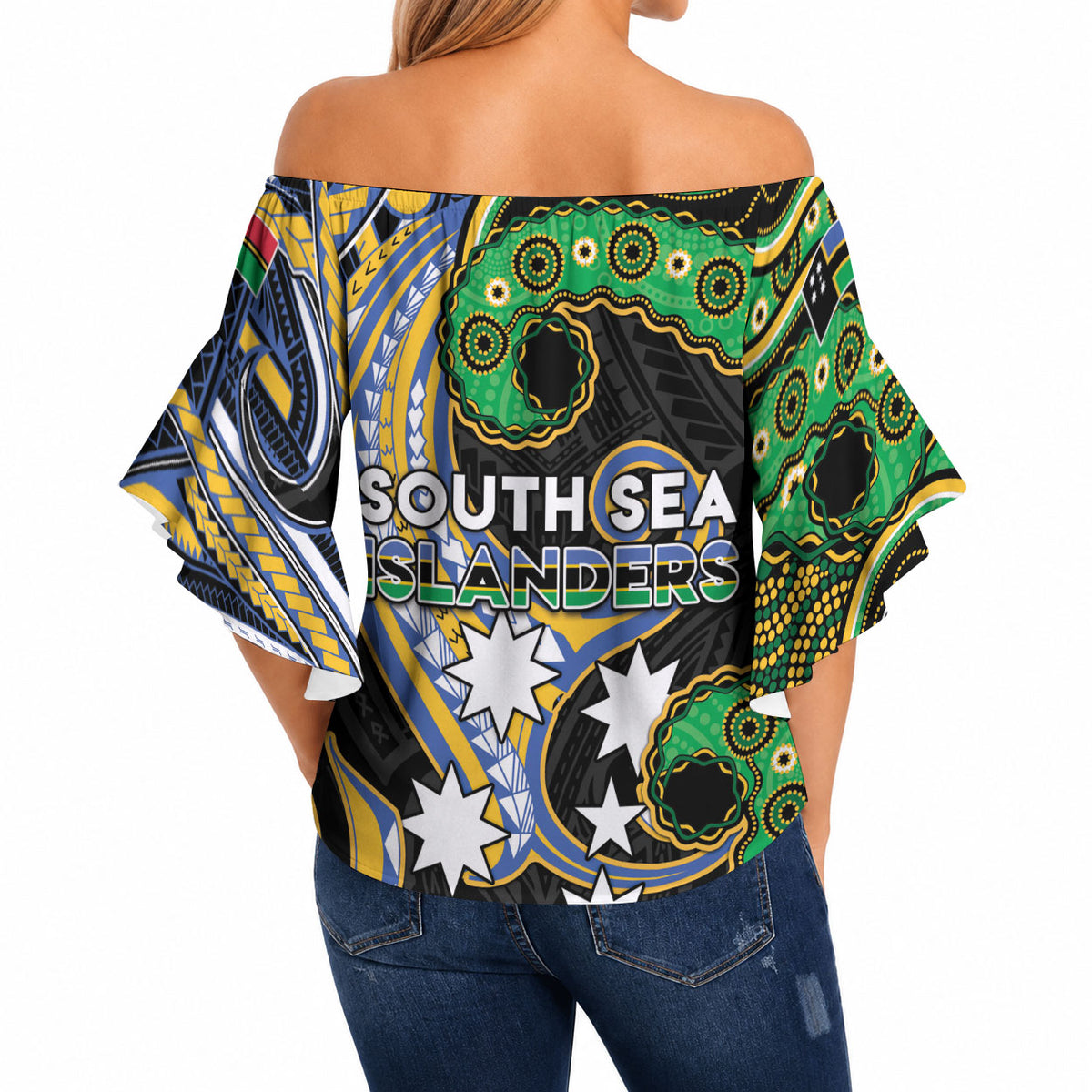South Sea Islanders And Vanuatu Off Shoulder Wrap Waist Top Boar Tusk Warrior Southern Tribal Pattern DT05 - Polynesian Pride