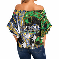 South Sea Islanders And Vanuatu Off Shoulder Wrap Waist Top Boar Tusk Warrior Southern Tribal Pattern DT05 - Polynesian Pride