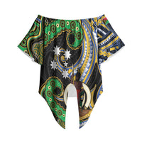 South Sea Islanders And Vanuatu Off Shoulder Wrap Waist Top Boar Tusk Warrior Southern Tribal Pattern DT05 - Polynesian Pride