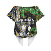 South Sea Islanders And Vanuatu Off Shoulder Wrap Waist Top Boar Tusk Warrior Southern Tribal Pattern DT05 - Polynesian Pride