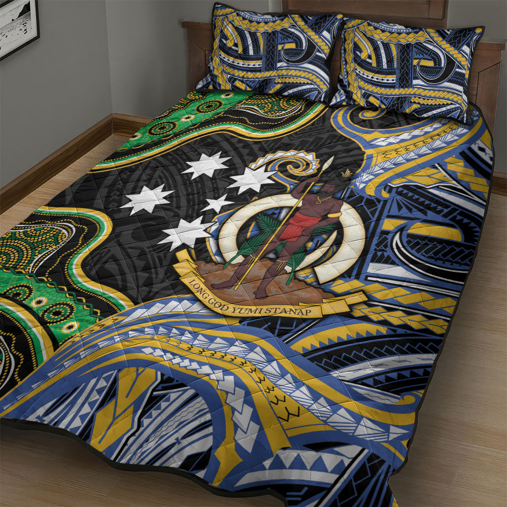 South Sea Islanders And Vanuatu Quilt Bed Set Boar Tusk Warrior Southern Tribal Pattern DT05 - Polynesian Pride
