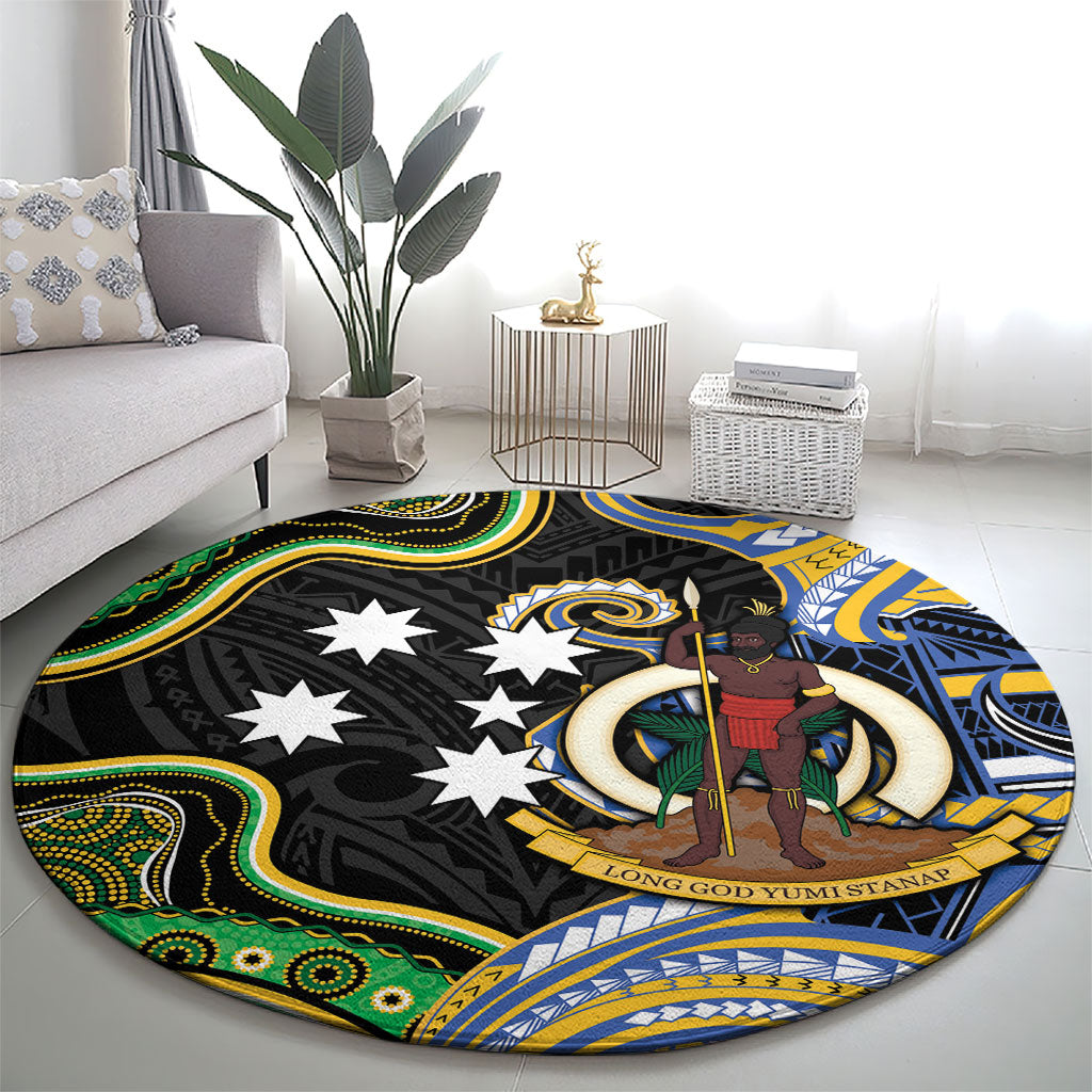 South Sea Islanders And Vanuatu Round Carpet Boar Tusk Warrior Southern Tribal Pattern DT05 - Polynesian Pride