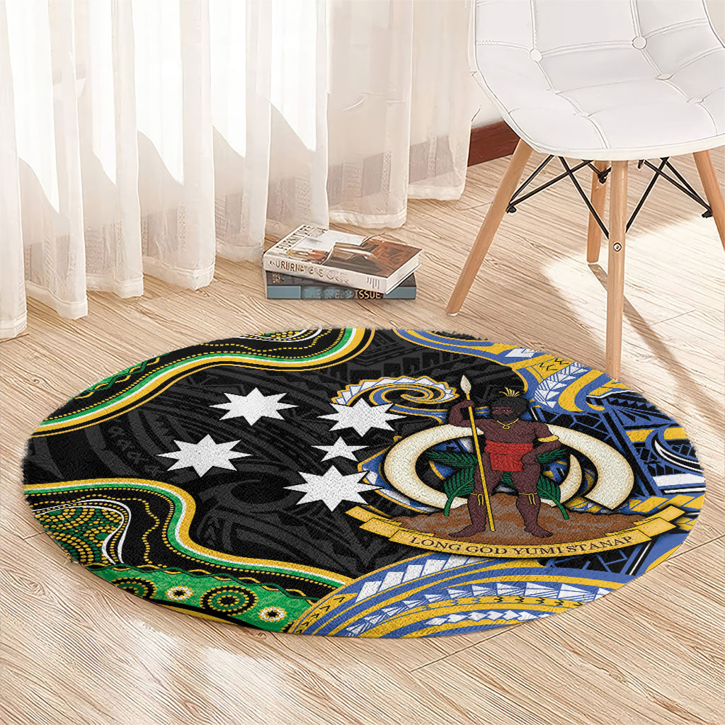 South Sea Islanders And Vanuatu Round Carpet Boar Tusk Warrior Southern Tribal Pattern DT05 - Polynesian Pride