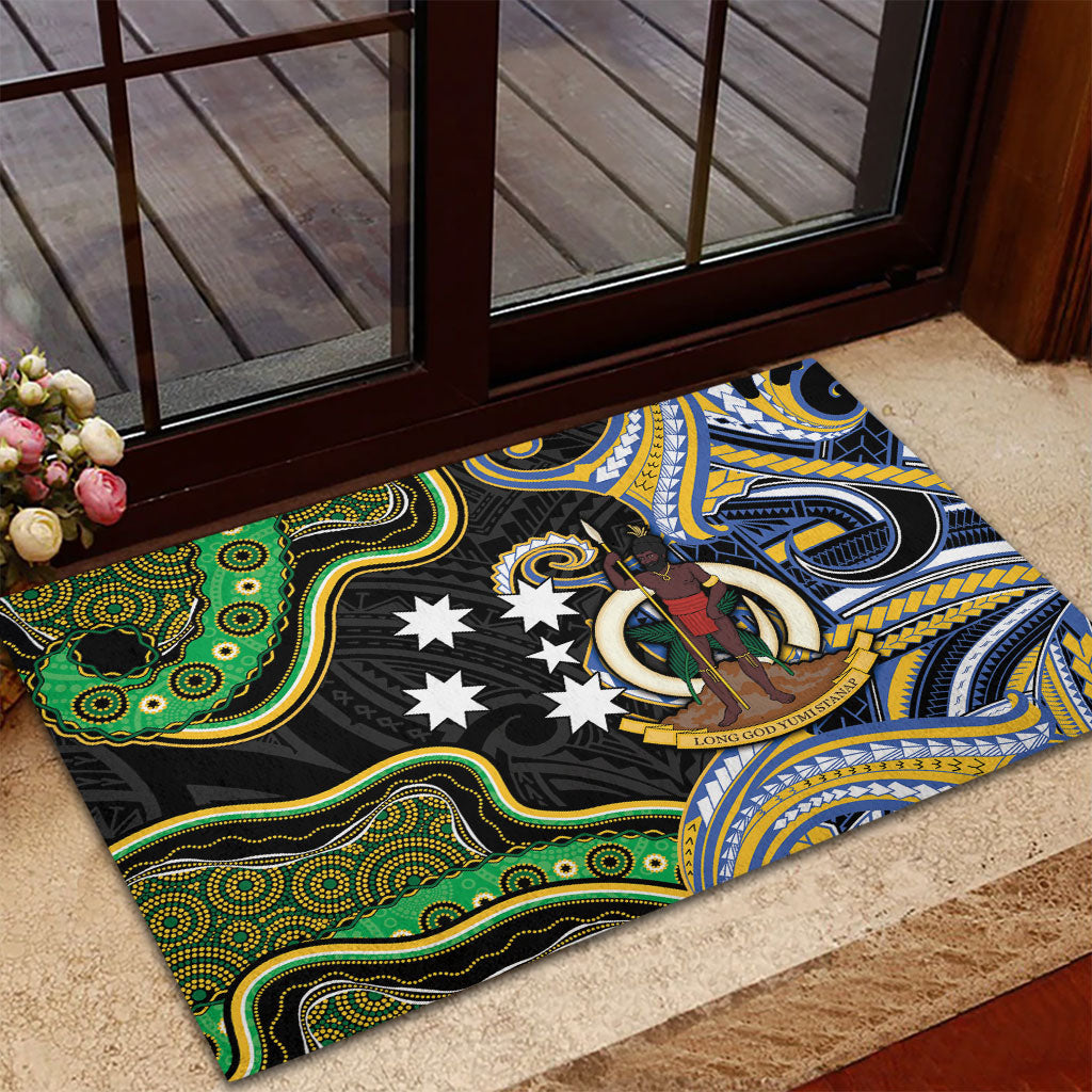 South Sea Islanders And Vanuatu Rubber Doormat Boar Tusk Warrior Southern Tribal Pattern DT05 - Polynesian Pride